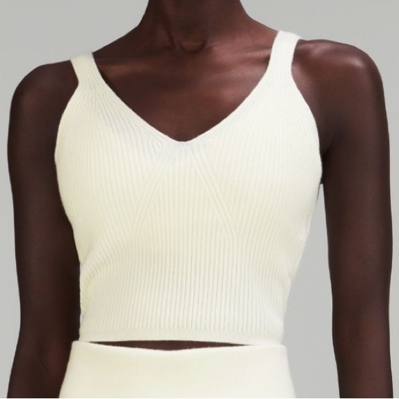 Lululemon Ribbed Knit Cropped Tank Top Lemon Sorbet NWT attached Size 8 Sz 8
